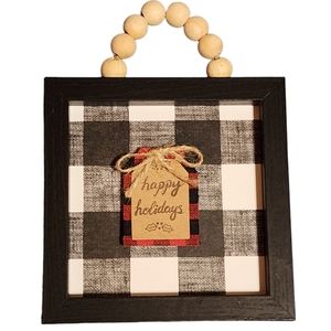 Handmade "Happy Holidays" decor 5.8 x 5.8 inches Great for Tired Trays & Gifts!